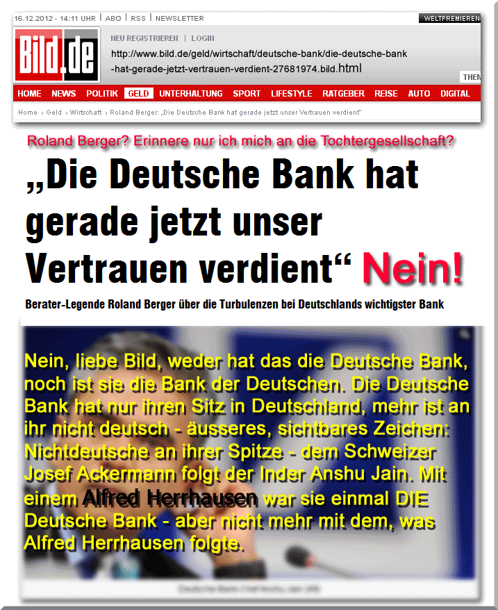 Die Deutsche Bank - Bank der Deutschen, drin, was draufsteht?